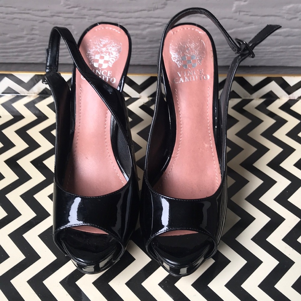 Black Vince Camuto Peep Toe Pumps